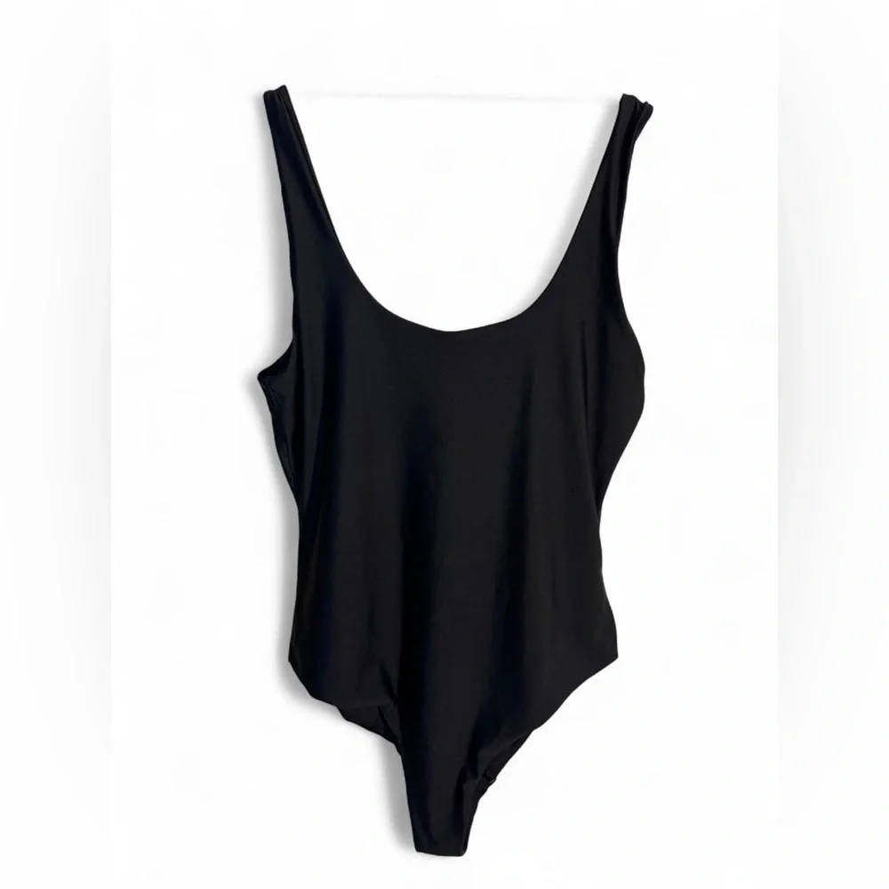Onia Black Solid Square Neck One-Piece Swimsuit Women's Size Large (estimated)